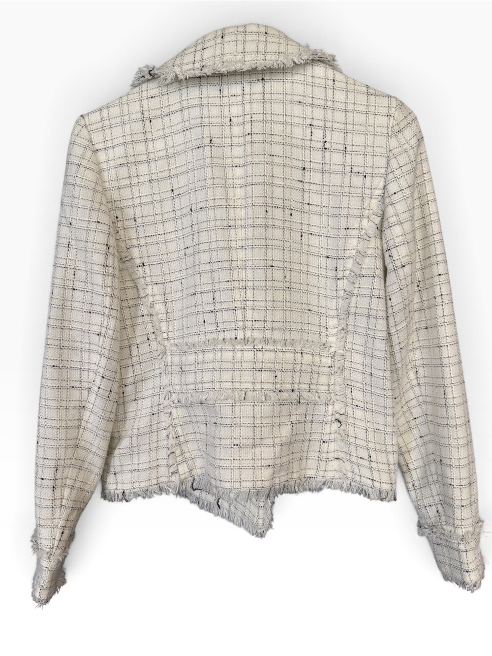 Ann Taylor Black and White Tweed Moto Jacket - Size 0 - Picture 3 of 7